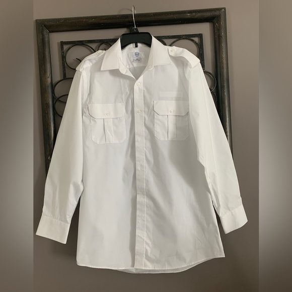 Other - Pilot/aviator White Button Down Long Sleeve Shirt 16 1/2 Neck